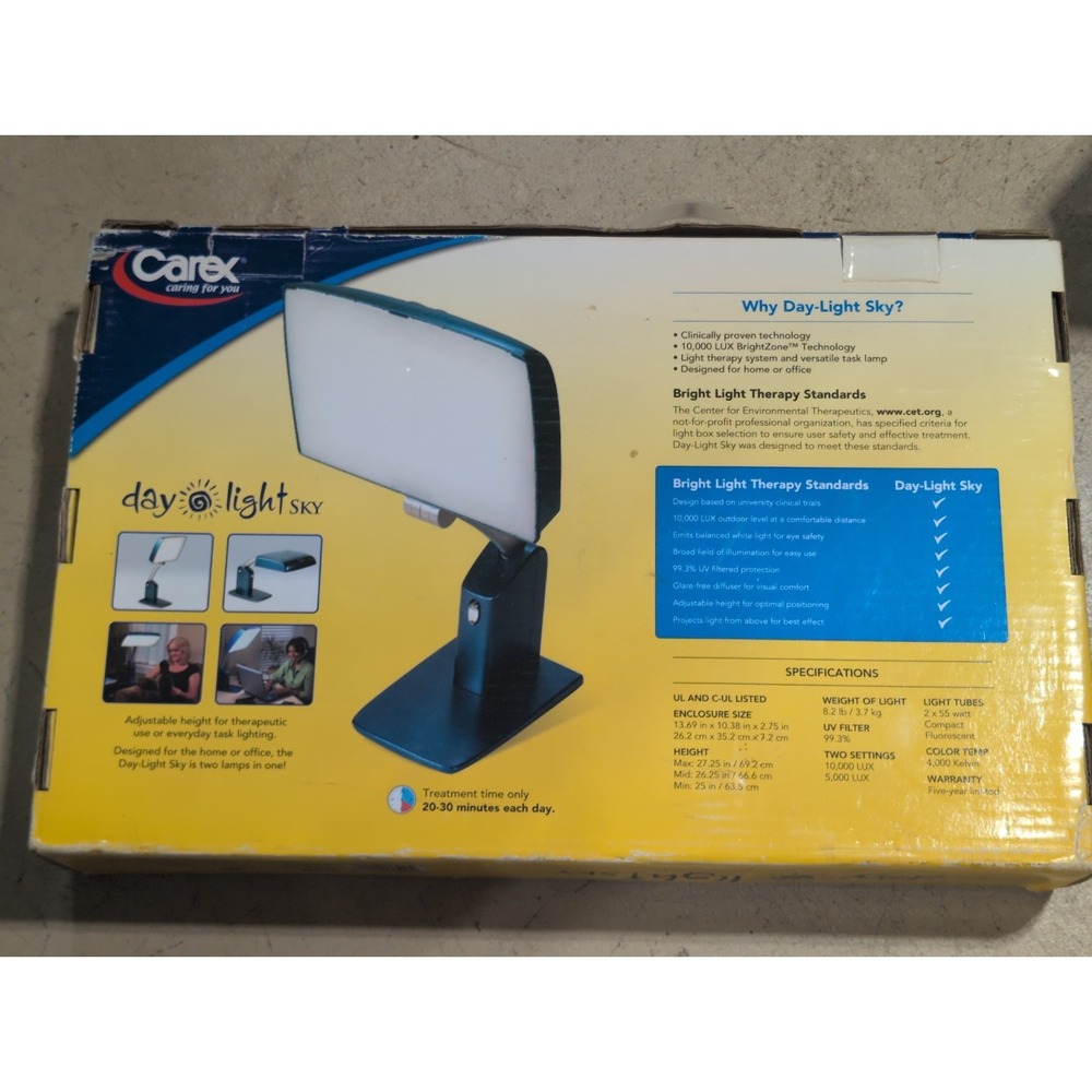 Carex Day Light Sky 10000 LUX Sunlight Light Therapy Lamp LED Adjustable White